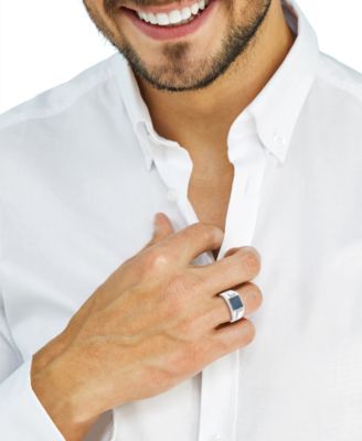 Men's White and Blue Diamond Ring (2/3 ct. t.w.) in Sterling Silver