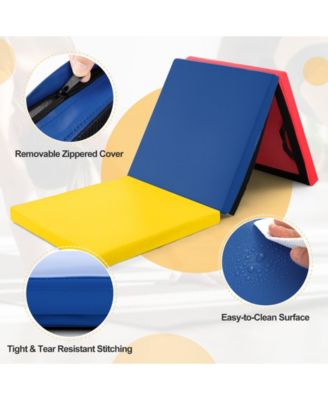6 x 2 FT Tri-Fold Gym Mat with Handles and Removable Zippered Cover-Multicolor