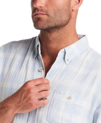 Men's Long-Sleeve Washed Herringbone Plaid Shirt