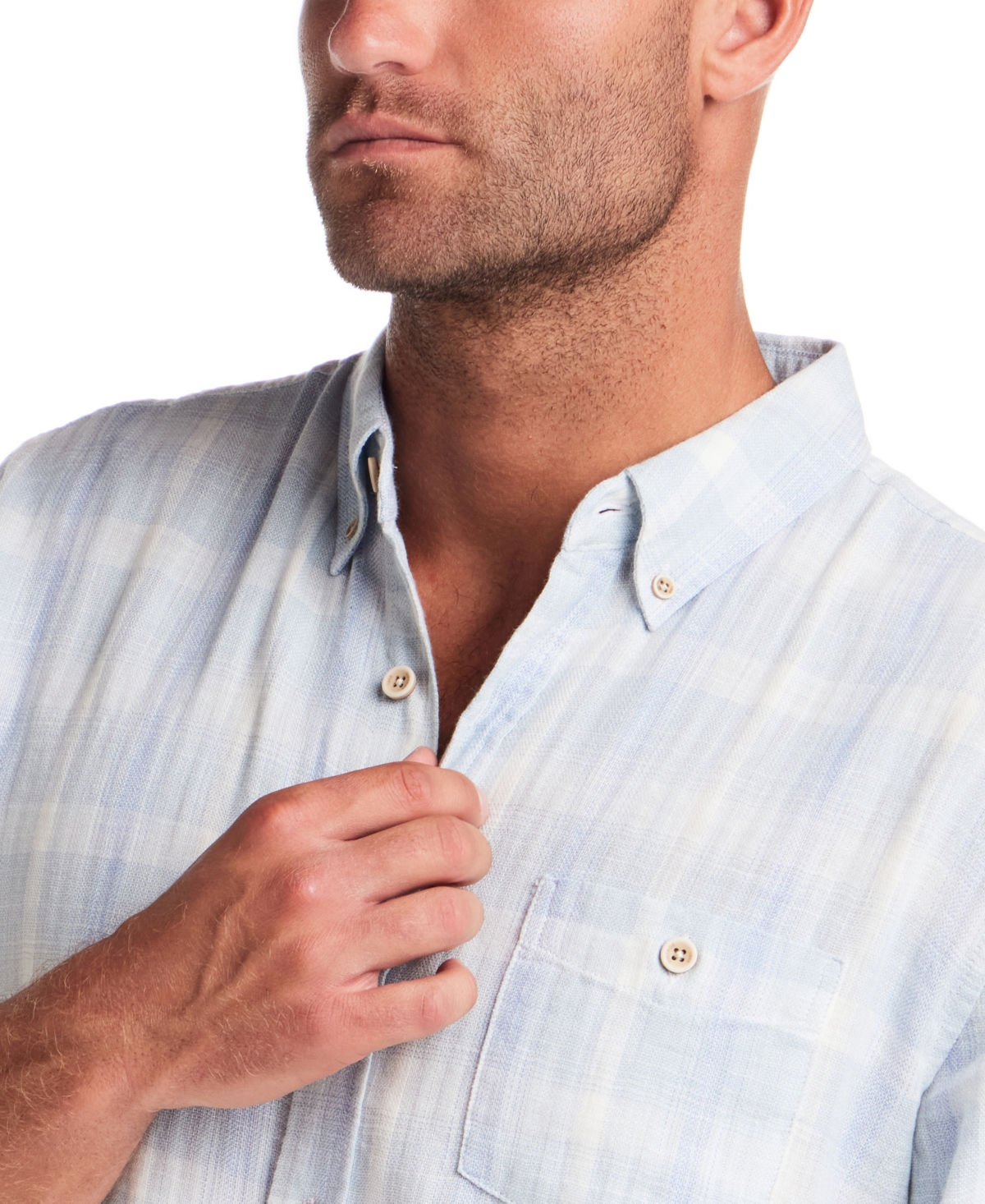 Weatherproof Vintage Men's Long Sleeve Washed Herringbone Plaid Shirt