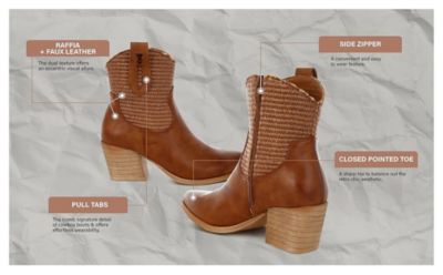 Womens Big Mood Raffia & Faux Leather Cowboy Boots