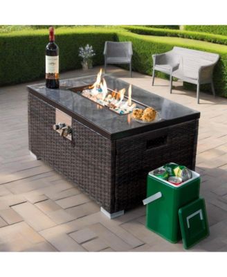 Outdoor Fire Table Propane Fire Pit Rattan gas fire table, gas fire table with tile tabletop
