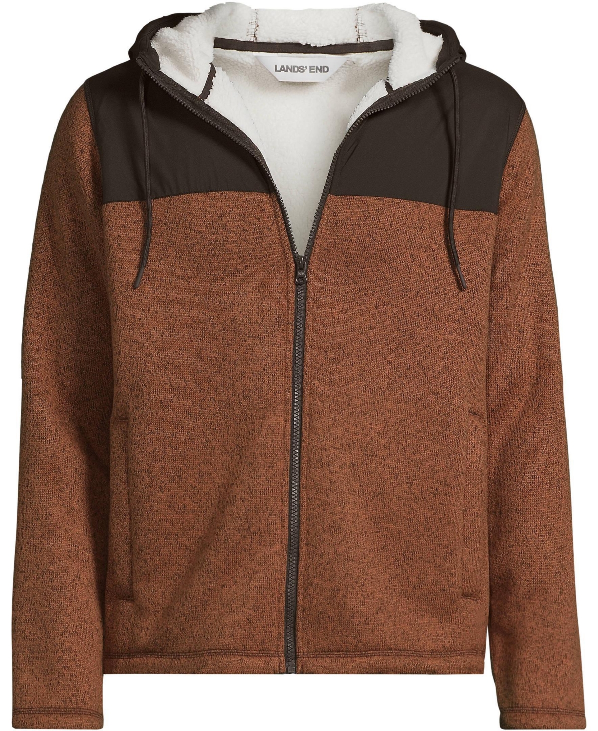 Lands' End Men's Sweater Fleece Mixed Media Full Zip Jacket