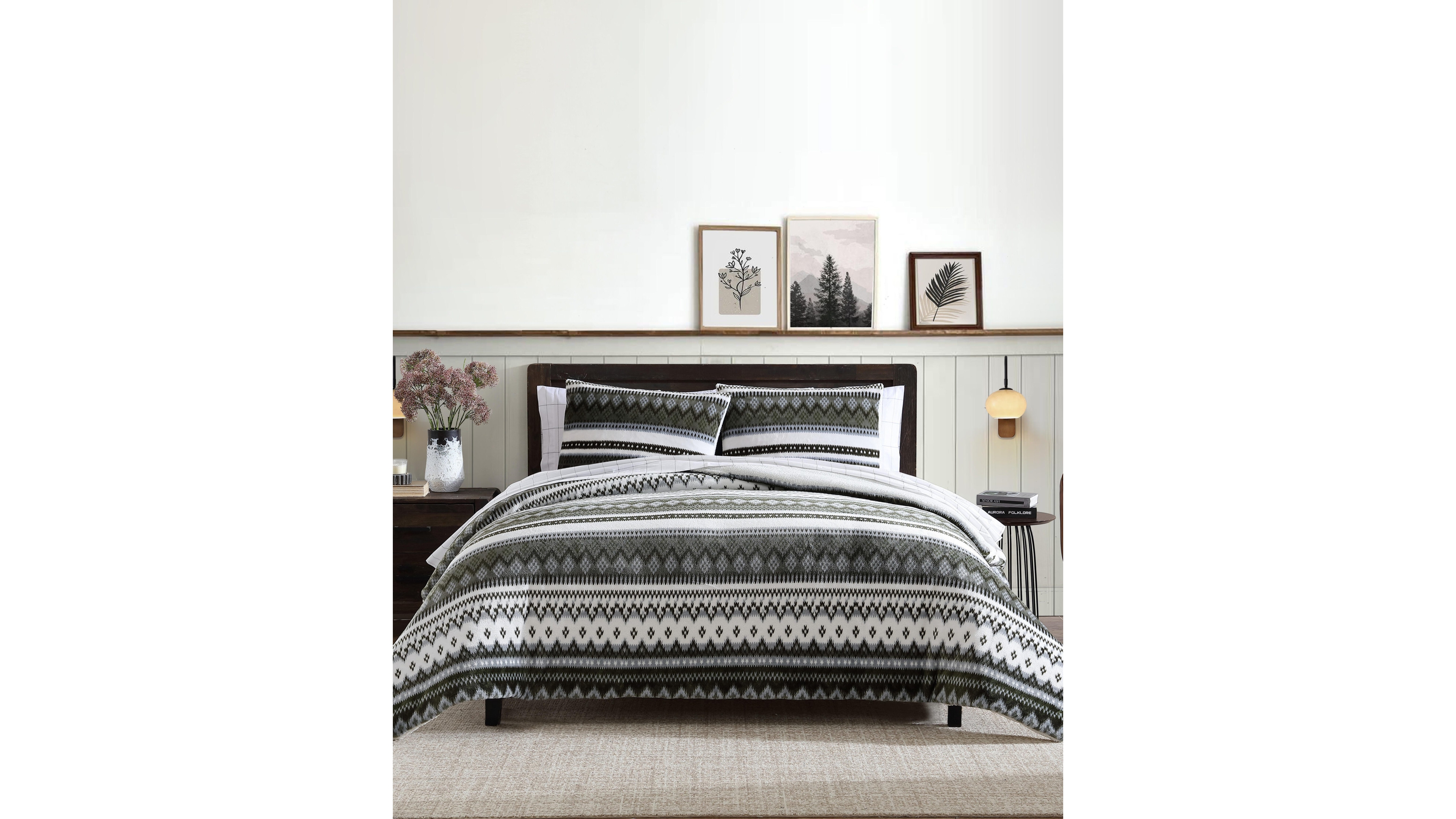 Eddie Bauer Shelton Fair Isle Plush 3-Pc. Comforter Set, Full/Queen