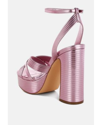 Womens Socialite Metallic Ankle Strap Heel Sandals