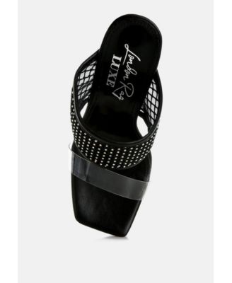 Womens Salween Clear Embellished Square Toe Heels