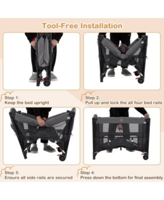 Baby Bassinet Bedside Crib with Changing Table Mattress Detachable Canopy Basket