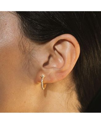 Scattered Stardust Celestial Moon and Star Pave Hoop Earrings