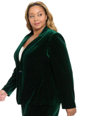 Plus Size Embellished Long-Sleeve Blazer Jacket