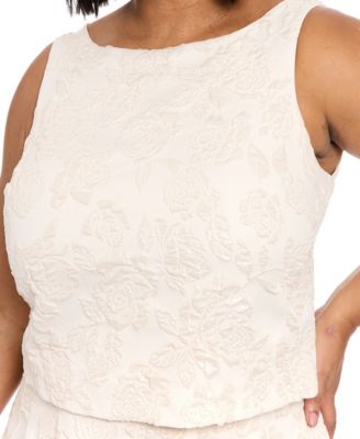 Plus Size Metallic Floral Jacquard Top