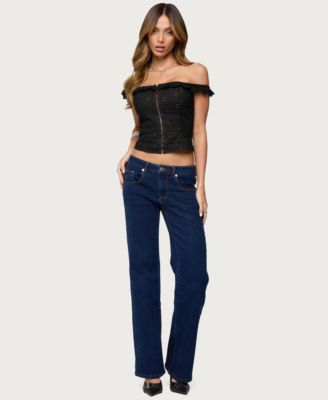 Women's Jordana Ruffle Eyelet Off Shoulder Top