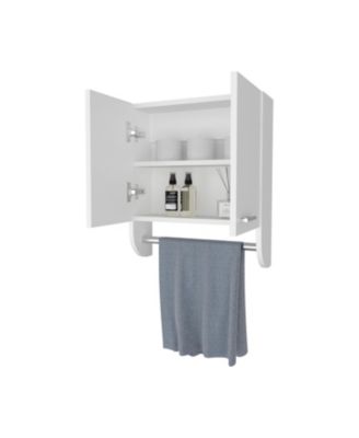 Wall Mounted Medicine Cabinet with Towel Bar Melamine Bathroom Storage Cabinet