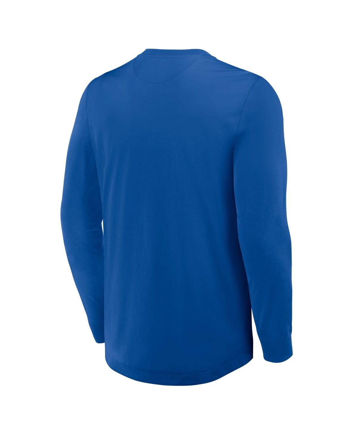 Fanatics Men's Blue New York Rangers Adrenaline Push Long Sleeve Henley Shirt In Blue