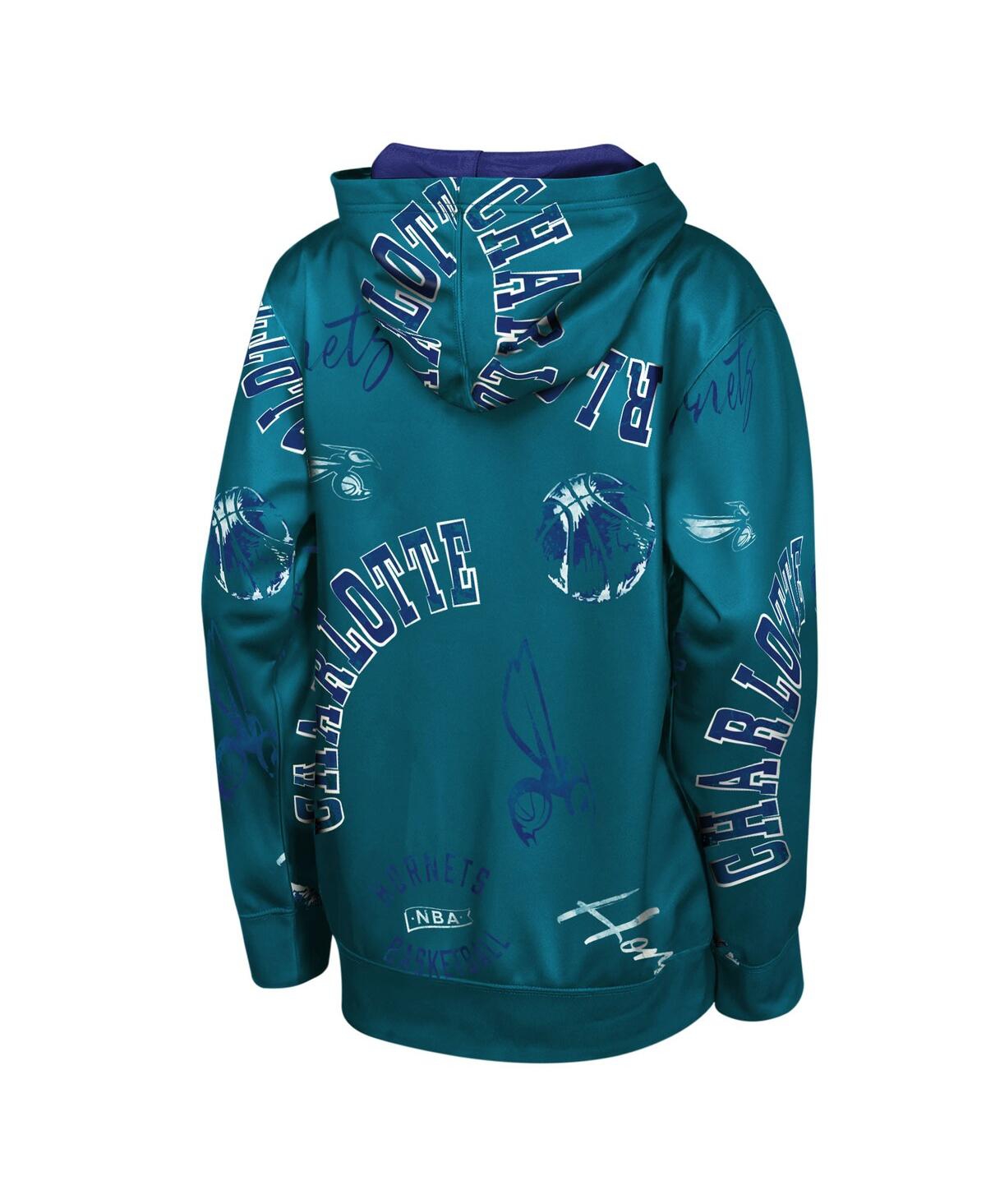 Outerstuff Big Boys And Girls Teal Charlotte Hornets Moving Violation Hoodie In Blue