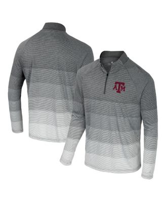 Colosseum - Men's Gray Texas A&M Aggies AI Striped Mesh Quarter-Zip Raglan Windshirt