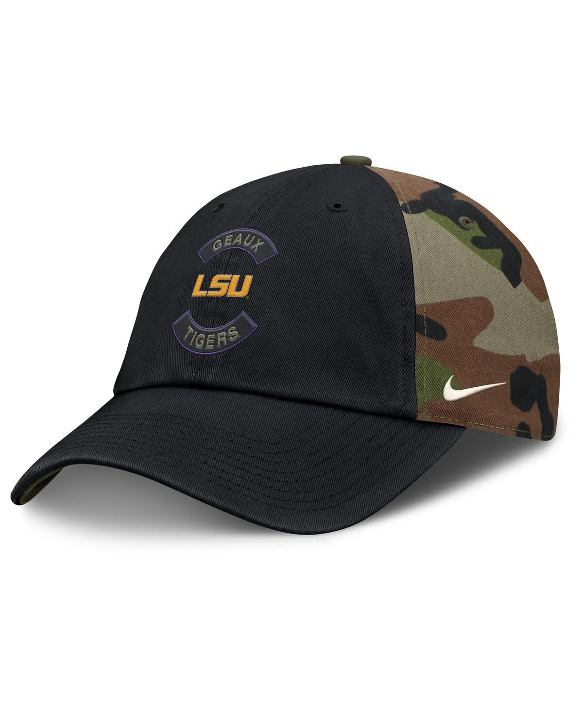 Мужская черная/камуфляжная шляпа LSU Tigers 2025 Military Appreciation Club с регулируемой головкой