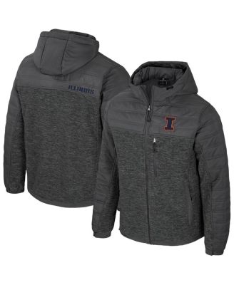 Colosseum - Men's Charcoal Illinois Fighting Illini Nightman Full-Zip Hoodie Puffer Jacket
