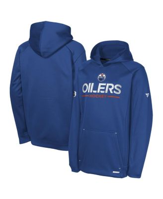 Fanatics - Big Boys and Girls Navy Edmonton Oilers Authentic Pro Rink Raglan Hoodie