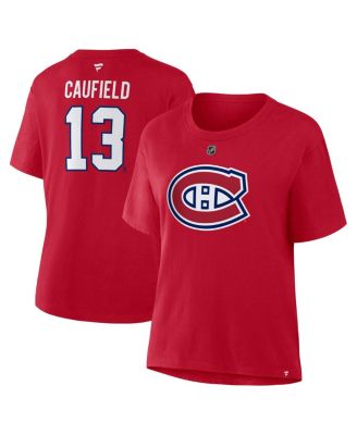 Fanatics - Women's Cole Caufield Red Montreal Canadiens Authentic Stack Name Number T-Shirt