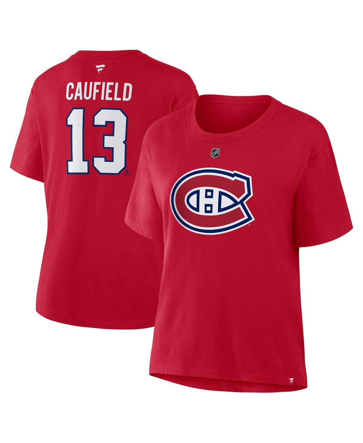 Fanatics Women's Cole Caufield Red Montreal Canadiens Authentic Stack Name Number T-shirt In Red