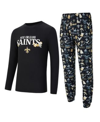 Concepts Sport - Men's Black New Orleans Saints Chestnut Long Sleeve Top Pants Set