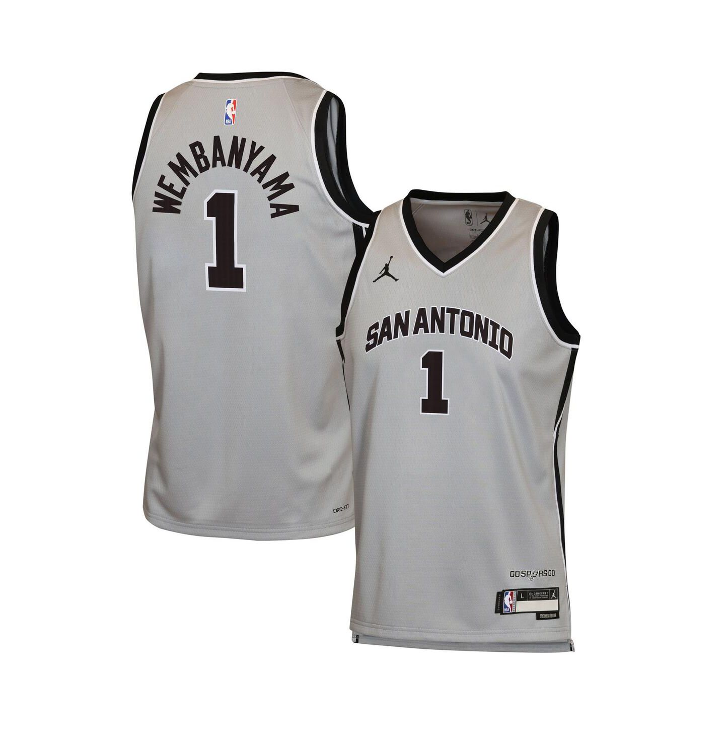 Детское джерси Jordan Victor Wembanyama San Antonio Spurs Swingman, Silver — фото 1