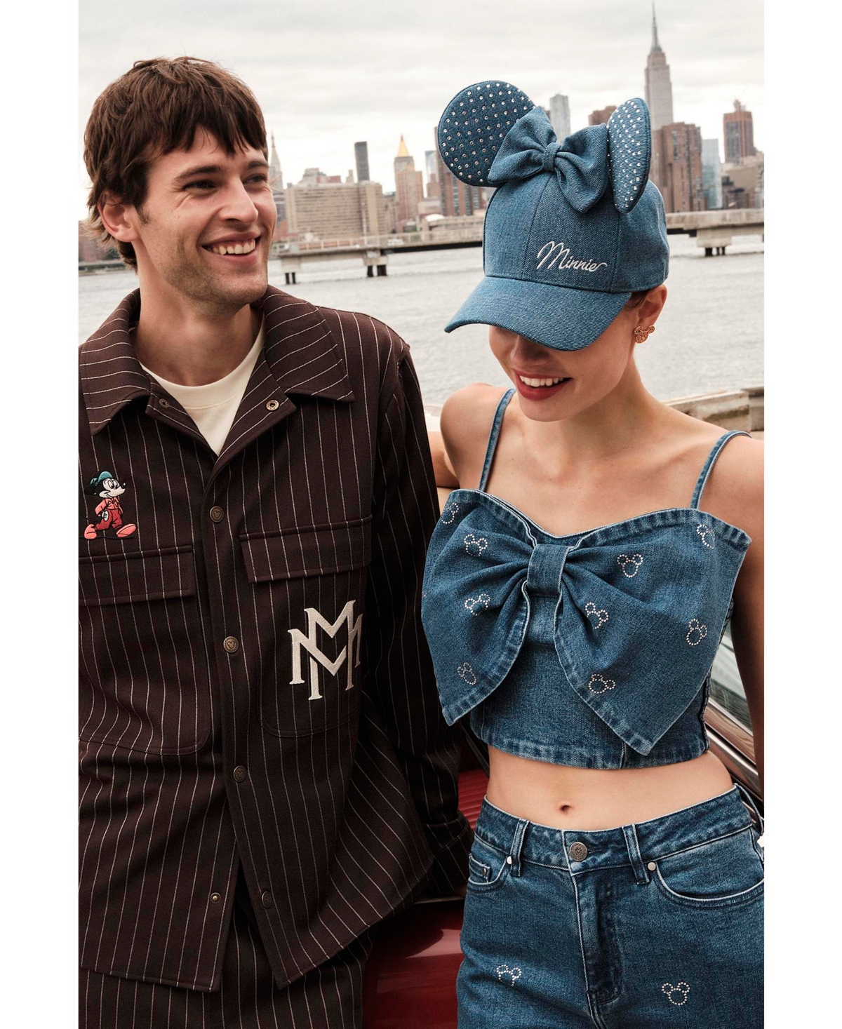 Disney | Macy's Plus Denim Minnie Mouse Bow Top Embellished with Crystals by Swarovski, Exclusive