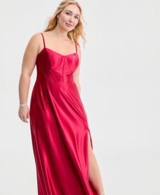 Trendy Plus Size Satin Studded Bustier Gown