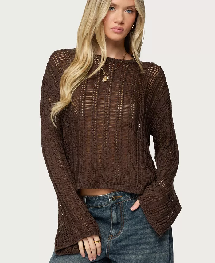 Women's Jaide Sheer Ladder Knit Sweater