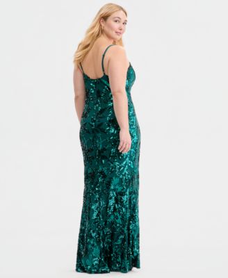 Trendy Plus Size Floral Sequin Sleeveless Gown