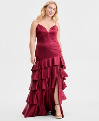 Trendy Plus Size Sleeveless Ruffled Gown