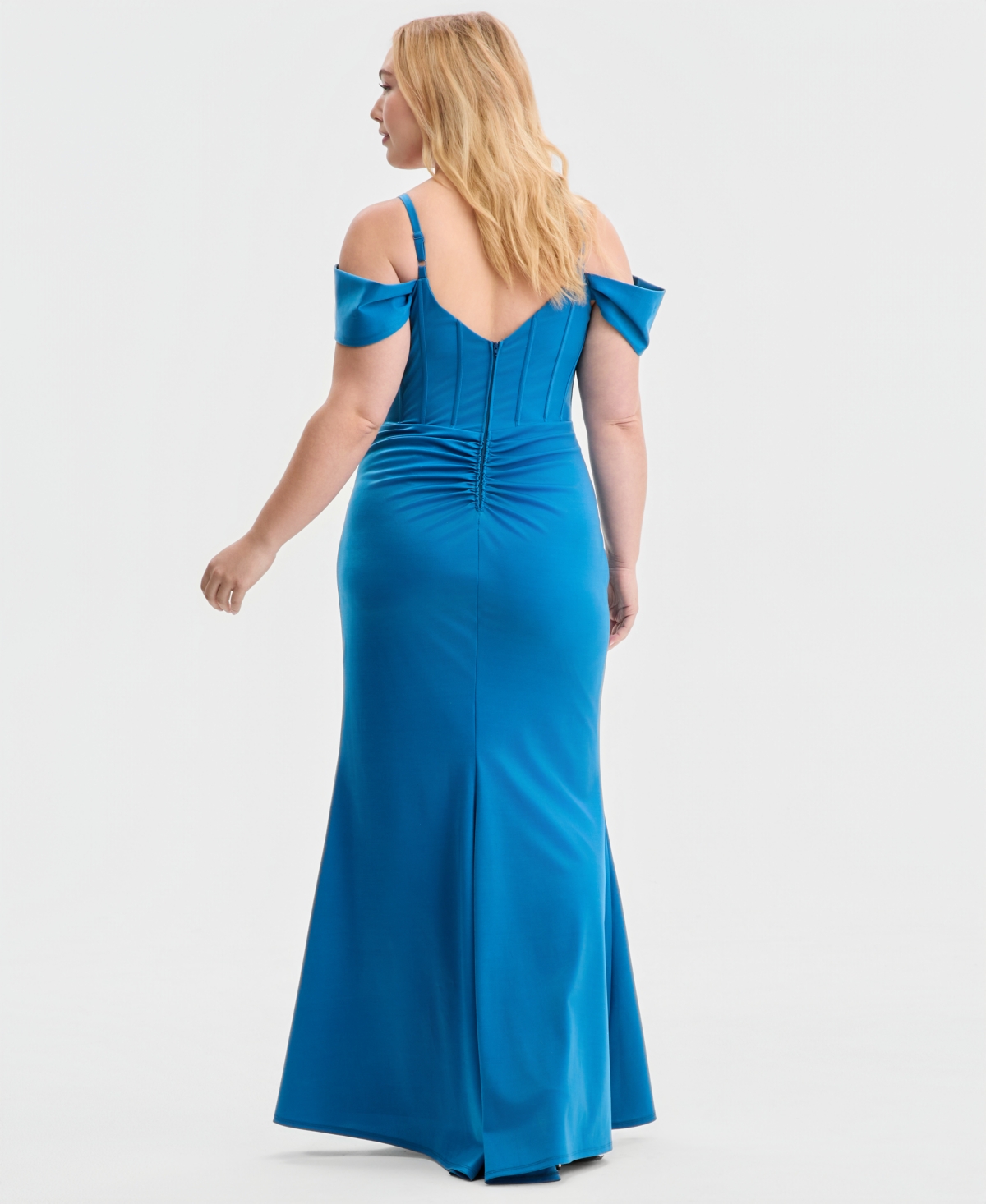 B Darlin Trendy Plus Corset Twist-Front Sleeveless Gown