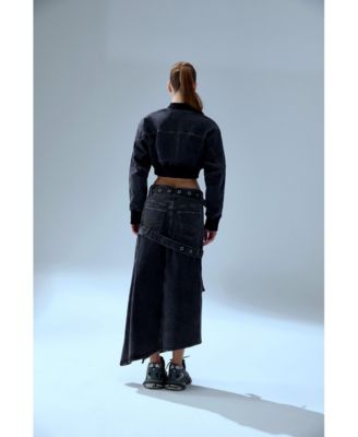 Women's Colorblocked Stretch Denim Skirt