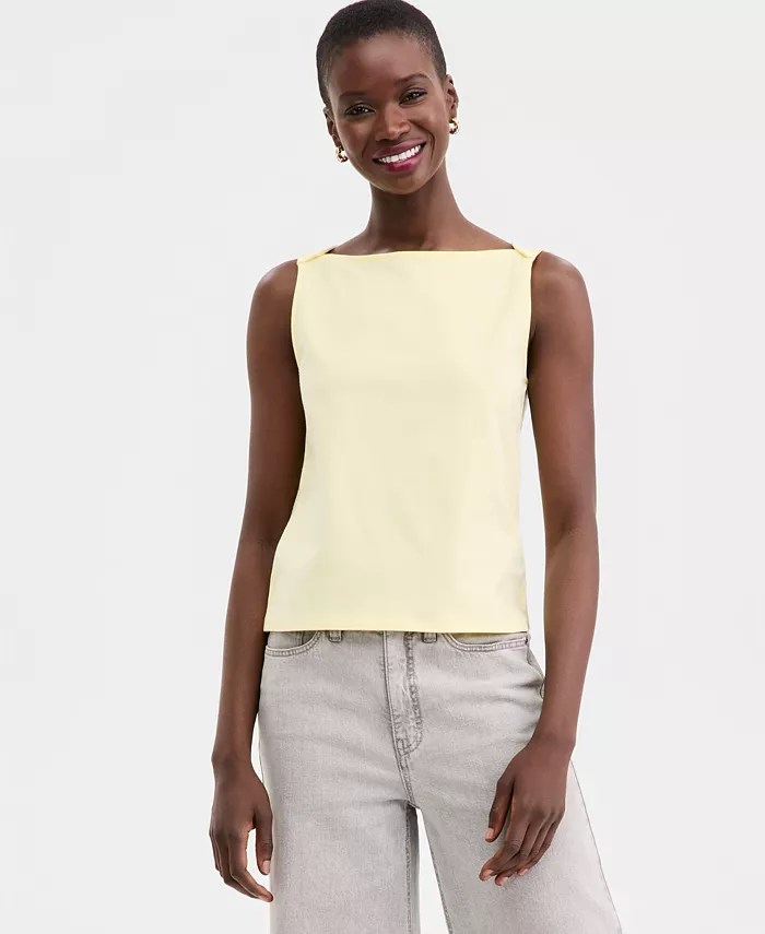 Women's Knit Sleeveless Boat-Neck Top - thumbnail 3