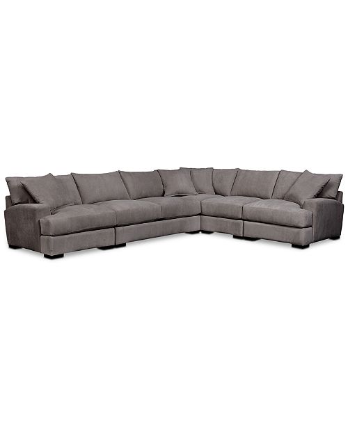 Furniture Rhyder 5 Pc Fabric Sectional Sofa With Apartment Sofa