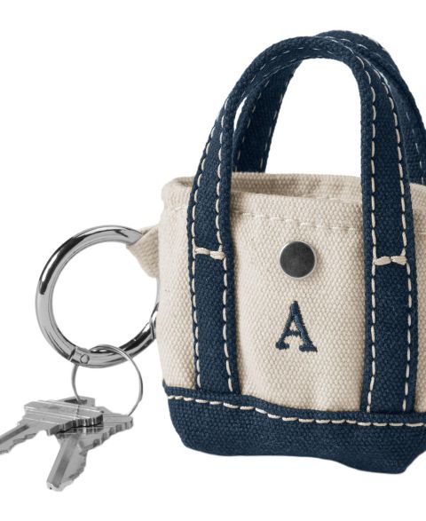 Женская сумка Lands' End Pre-Monogrammed Letter A Micro Canvas Tote, цвет: Натуральный / Тёмно-синий