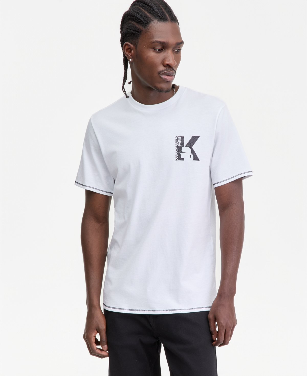 Karl Lagerfeld Paris Men's Shiny K Logo T-Shirt