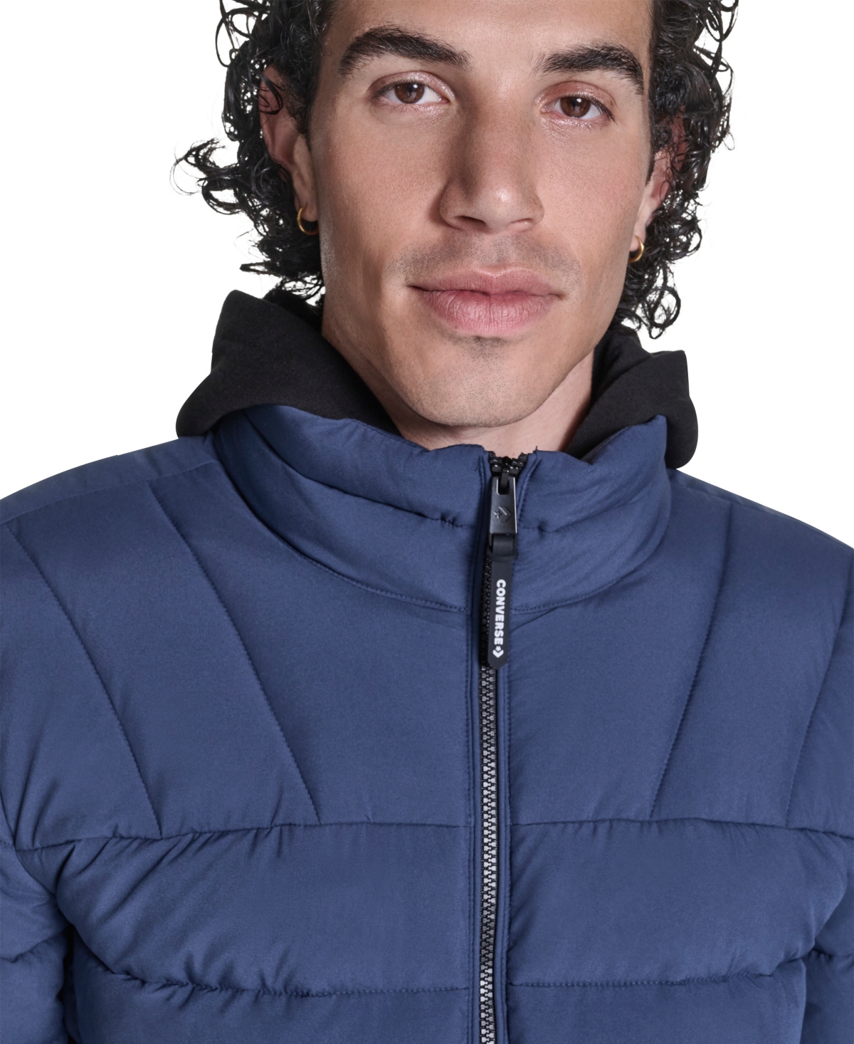 Converse Men's Lightweight Hooded Bib Puffer Jacket