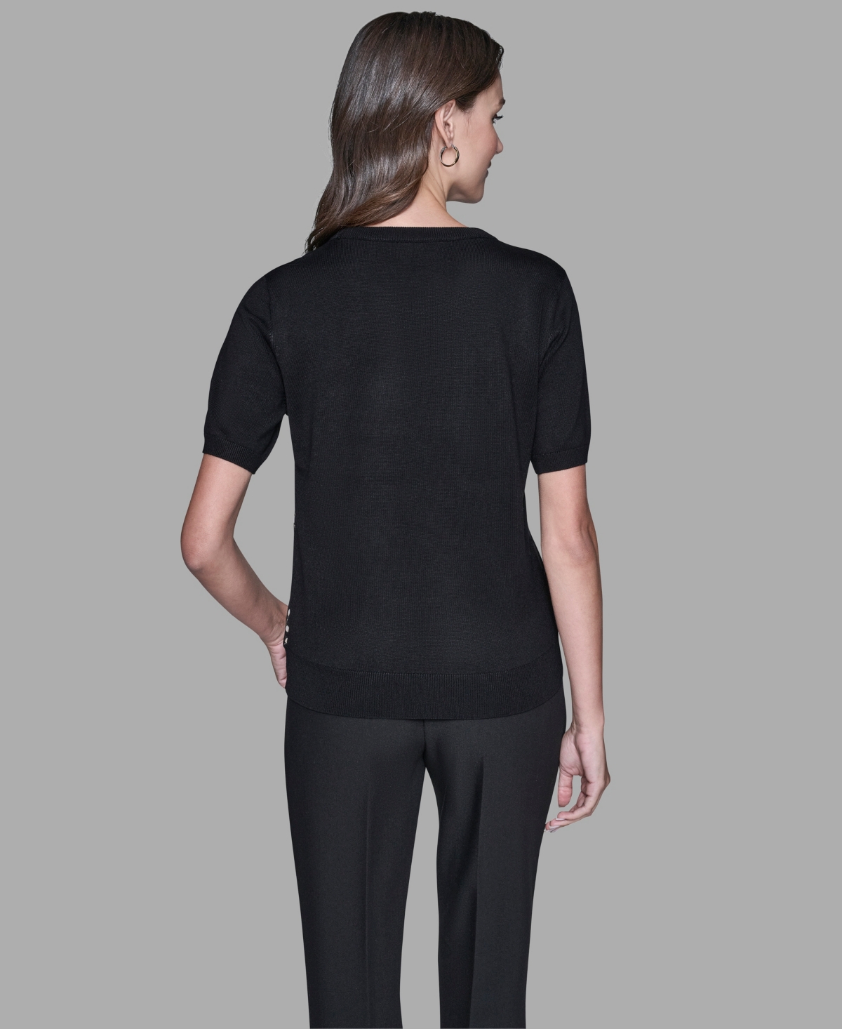 Karl Lagerfeld Women's Short-sleeve Printed Sweater In Multi