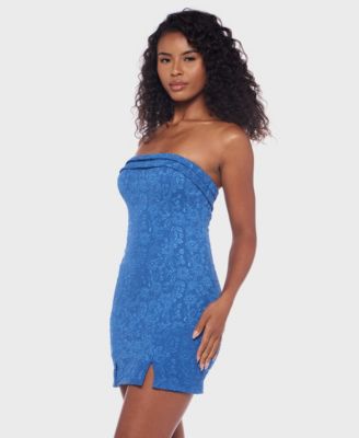 Junior's Jacquard Strapless Bodycon Dress