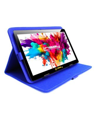 10.1" Tablet Octa Core 128GB Bundle with Blue Leather Case Newest Android 15