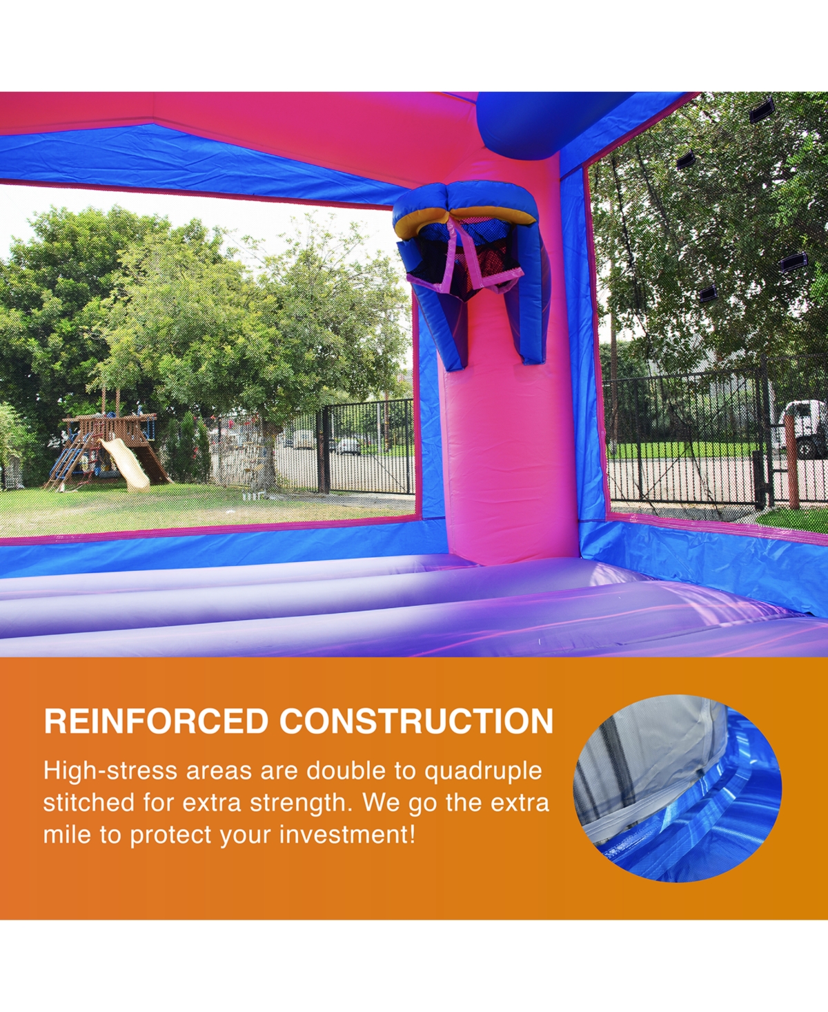 JumpOrange Mermaid Commercial Grade Bounce House for Kids and Adults 13x13 (with Blower), Basketball Hoop, Outdoor Indoor, Big Inflatable, Birthday Pa