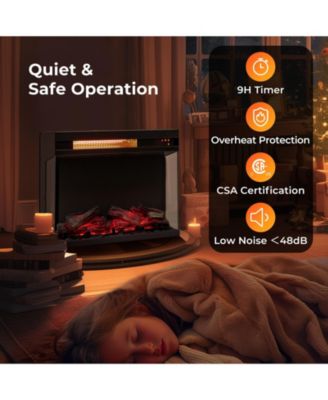 23 Inch 3-Sided Electric Fireplace 1500W Recessed Fireplace Insert