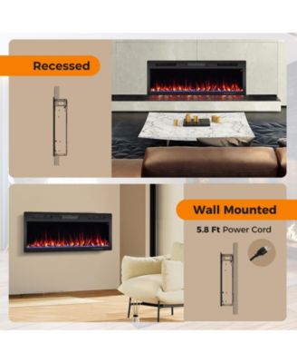 Electric Fireplace 50 Inches Recessed and Wall Mounted for 2' x 6' Stud