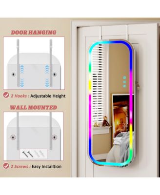 Hanging Round Mirror Jewelry Cabinet with Wall Mount Option