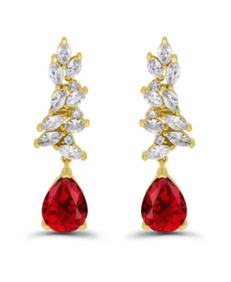 Gold Plated Marquise Cubic Zirconia Cluster Drop Earrings