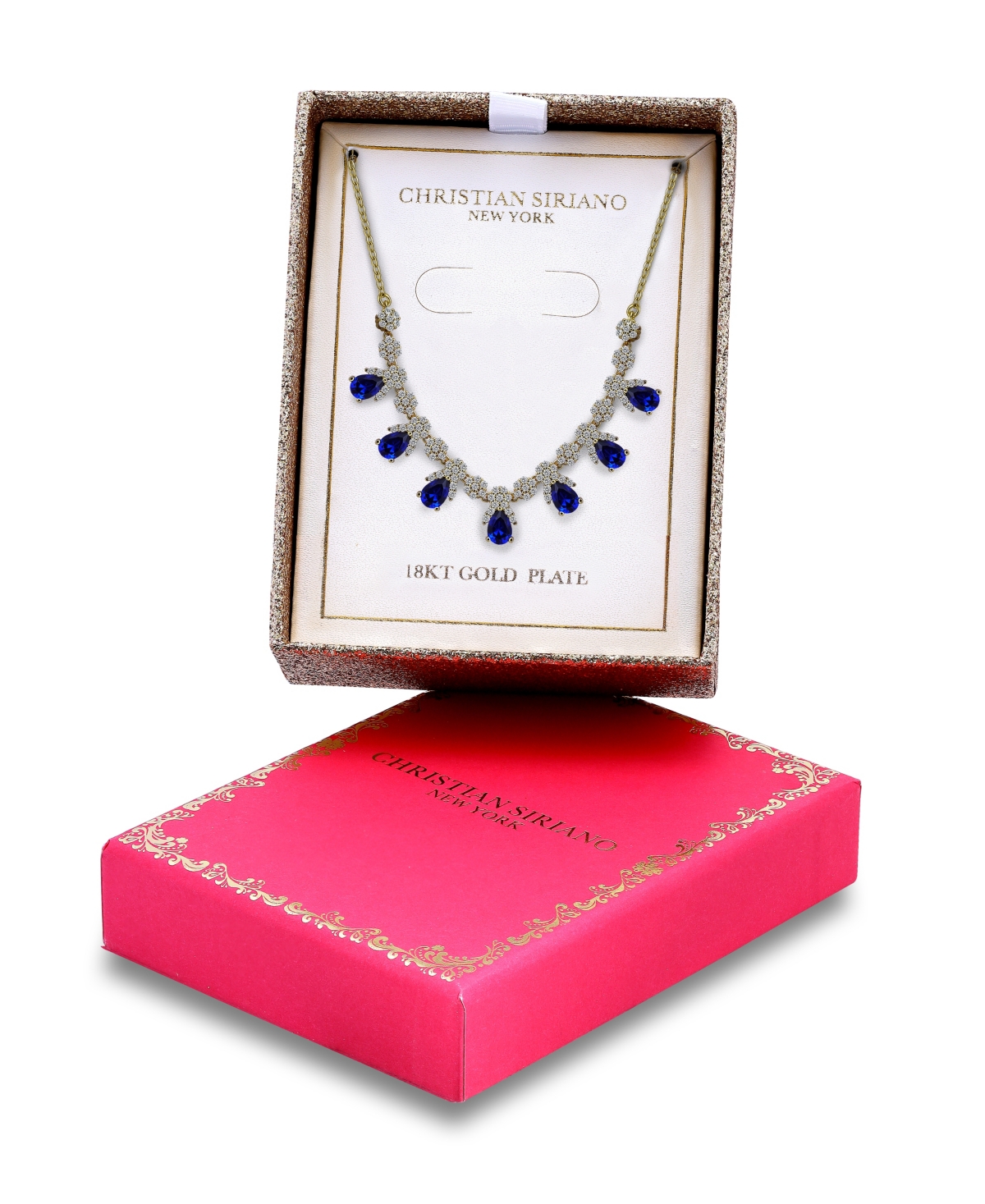 Christian Siriano New York Pear Cut Cubic Zirconia Collar Necklace In Black