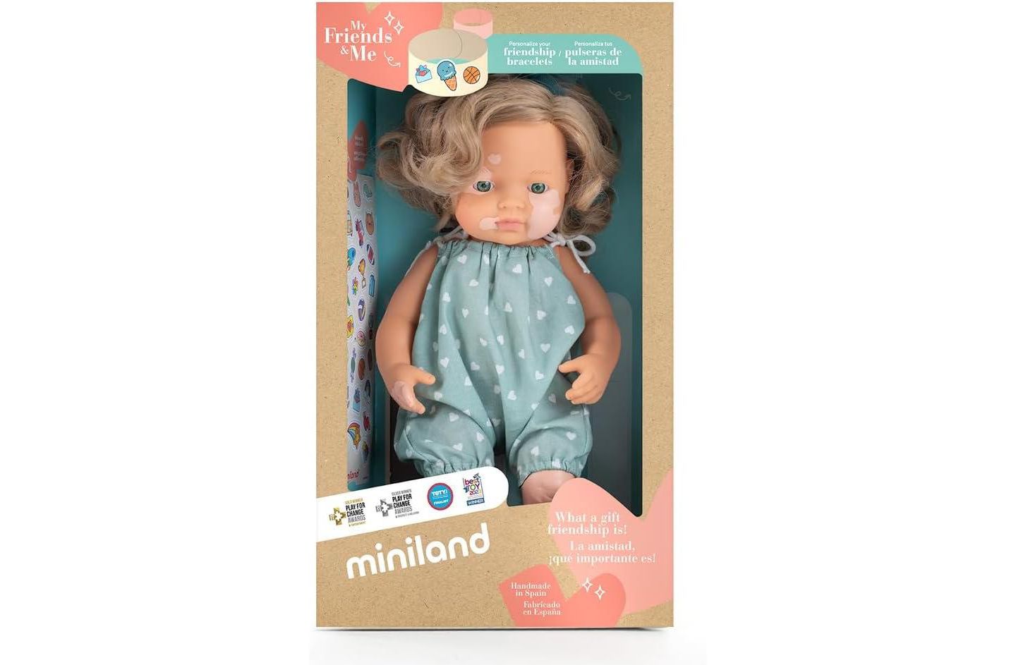 Детская кукла MINILAND Baby Doll Caucasian Girl With Vitiligo 15'' (Box) - My Friends and Me, цвет: Light Skin — фото 5