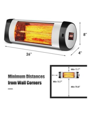 1500W Wall-Mounted Electric Heater Patio Infrared Heater with Remote Control