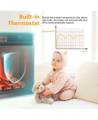 28 Inch Electric Freestanding and Recessed Fireplace with Remote